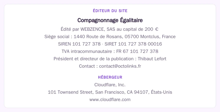 Coordonnées légales de l&rsquo;éditeur et de l&rsquo;hébergeur du site